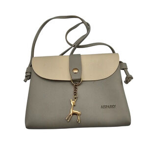 Aisparky Small Crossbody Purse Taupe Beige w/ Deer Tassel